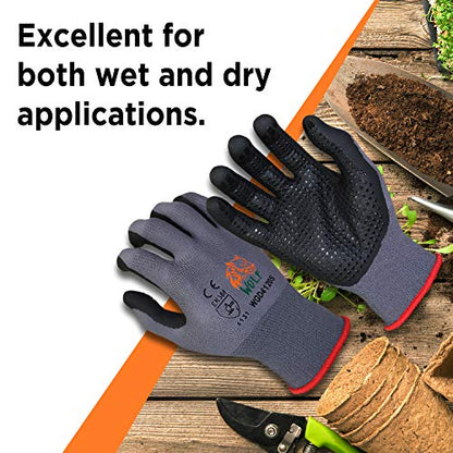 WOLF Ultra-Thin Nitrile Foam Palm Coated Glove with Tacky Dot Grip, Multi Purpose - size: Small (Pack of 12), style: 15-gauge With Dots
