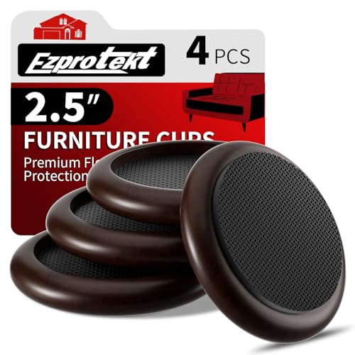 Ezprotekt 2.5 inch Non Slip Round Wood Furniture Pads for Hardwood Floors, 4 Pcs Anti Slip Furniture Coaster for Chair Sofa Bed Couch, Furniture Cups with Anti-Slide EVA Anti-Scratch (Dark Brown) - size: 2.5 inch