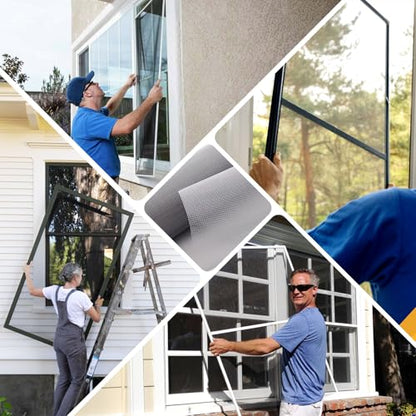 King&Charles Window Screen Door Mesh, Window Screen Replacement/Repair Kit, 48”x118” Fiberglass Gray Mesh, Durable&Visibility & Cuttable & Washble, Easy to Replace/Install/DIY. - color: Gray, size: 48"×118"Mesh