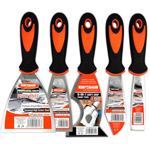 Putty Knife Set, 5 Pcs Paint Scraper (1" 1.5" 2" 3" 4"), Multi-use Scraper Tool, Spackle Knife for Drywall Repair, Wallpaper Removal, Paint Application, Applying Putty, Plaster - color: 5 Pack, Multi-size