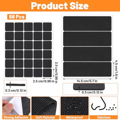 68pcs Anti Slide Furniture Grips,Non Skid Furniture Grippers, Thick EVA Furnitures Non Slip Pad for Wood Floor On Floors, 2 Sizes Adhesive Recliner Pad for Hardwood Floors