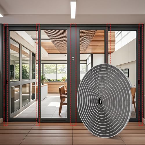 33 Ft Strong Adhesive Brush Weather Stripping for Sliding Windows and Door Frames-Seal Strip for Soundproofing,Waterproof,and Windproof-Durable and Wear Resistant,0.6"x 0.4" - color: Gray, size: 0.6in Brush x 0.4in Backing x 33Ft
