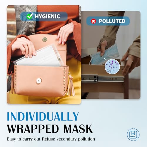 Disposable Face Mask For Adults - Travel Essentials, 100 Pack Individually Wrapped, 4 Ply Protection,Safety Masks Disposable - color: White