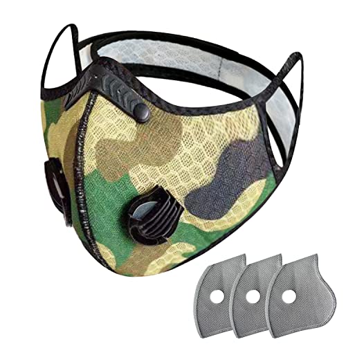 FULIER Dust Face Mask Anti-Fog Outdoor Cool Sports Mask Reusable Face Protection - color: Camo Green
