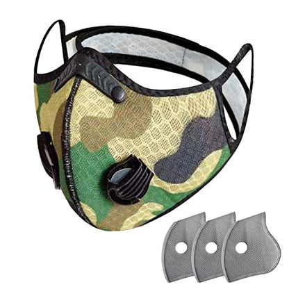 FULIER Dust Face Mask Anti-Fog Outdoor Cool Sports Mask Reusable Face Protection - color: Camo Green