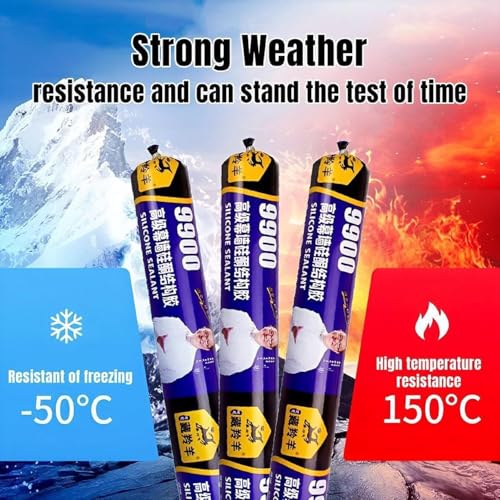 9900 Silicone Sealant, Neutral Cure Waterproof Adhesive for Kitchen, Bath, Window & Door, Weatherproof Exterior & Interior Caulk, 27 Ounce