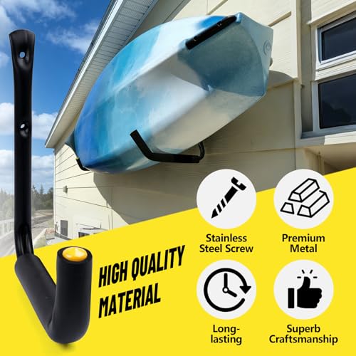GEEDAR Heavy Duty Garage Storage Hooks (120 LB Capacity), 4packs, 15" Enforced Kayak Storage Hanger Wall Mounted Rack for Hanging Ladders, Bikes - size: 15"-120 Lb Capacity