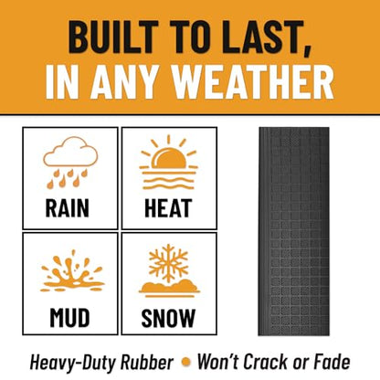 Ottomanson Bullnose Stair Treads Outdoor – Grid Heavy-Duty Non-Slip Stair Mats – Best Grip on Concrete, Brick & Textured Step – Fastening Required for Wooden & RV Steps, Pack of 5 - color: Black Square Grid - Bullnose