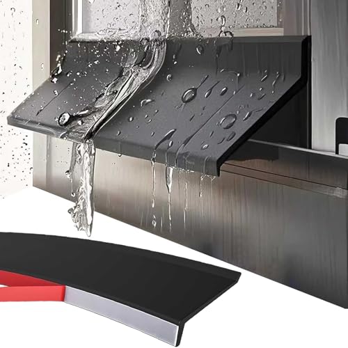 Door Rain Drip Edge Exterior Rubber Weather Stripping, Outdoor Self-Adhesive Window Rain Deflector, Weatherproof Sill Water Barrier Strip for Sliding Window Overhang & Sill - size: Width 5.5cm Length 5m