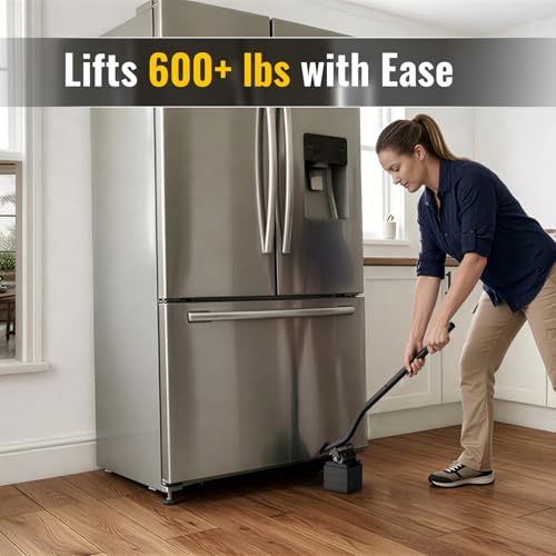 HOLKIE Heavy Duty Furniture Jack for Sliders on Carpet,Back Saving Furniture Lifter Tool for Pads on Hardwood Floors,660 Lbs Load Appliance Lifter Jack & 4 Stackable Blocks to Raise Furniture