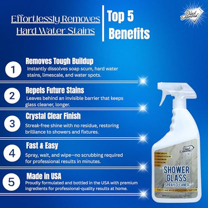 Black Diamond Stoneworks Shower Glass Cleaner Spray & Natural Stone Shower Sealer – 2 Pack Bathroom Bundle for Crystal-Clear Glass and Long-Lasting Stone Protection - style: 32 Fl Oz (2) Shower Sealer & Glass Cleaner
