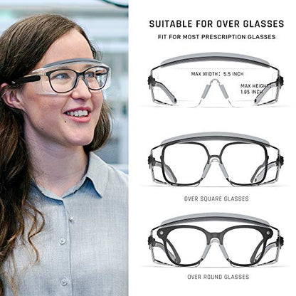 Anti Fog Safety Glasses Safety Goggles Over Glasses Protective Glasses with Anti Scratch Lenses Adjustable - color: Grey