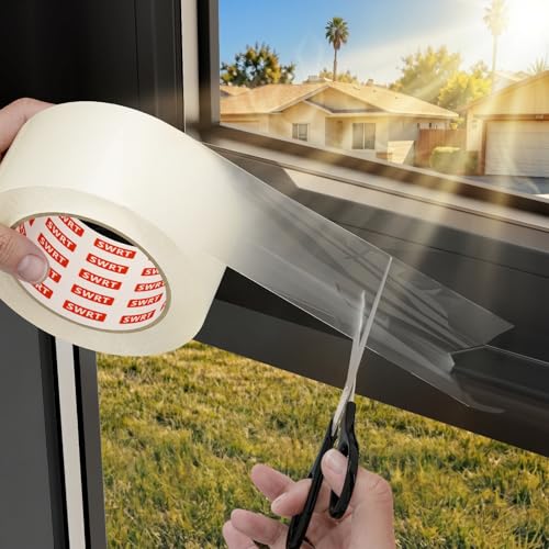 SWRT 2”x 30 YD 8 Mil Heavy Duty Transparent Window Weather Sealing Tape, No Residue Window Insulation for Summer, Blocks Pollen, Dust & Bugs，Preventing Cold Air Loss in Summer Door and Window Seal Kit - size: 2" x 30Yds