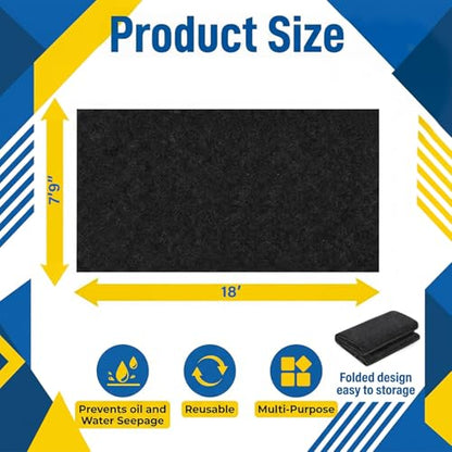 AHEONLAR Oil Spill Mat, 7'9"x18' Waterproof Garage Floor Mats for Under Car, Garage Car Mat Easy to Clean, Oil Change Mat Durable, Washable, Protection from Snow, Rain and Mud for Cars（Black） - size: 7'9"x18'