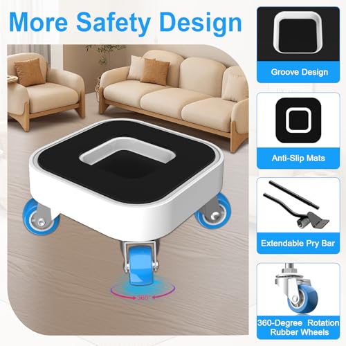 New Upgrade Furniture Sliders, Furniture Movers with Wheels, Furniture Lift Mover Tool Set with 360° Rotatable Wheels, Furniture Dolly for Moving Heavy Duty Sofa, Bed, Load Capacity Up to 750lb - size: 1in wheels + 1 pry bar