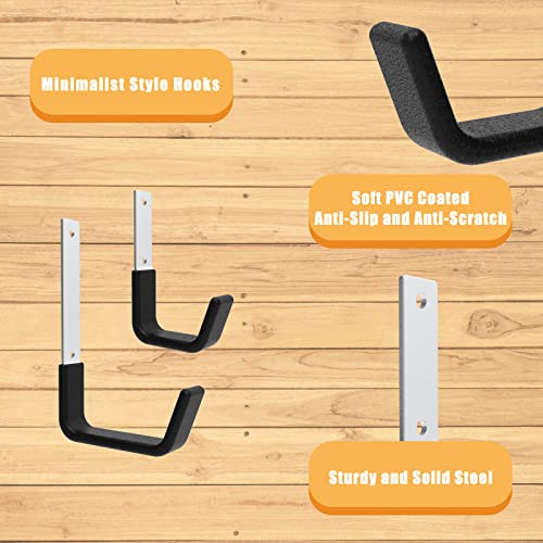 Heavy Duty Utility Hooks - Wall Mount for Garage Storage, Hose & Bike Hangers (2 Small & 2 Medium) - size: 2 Small & 2Medium