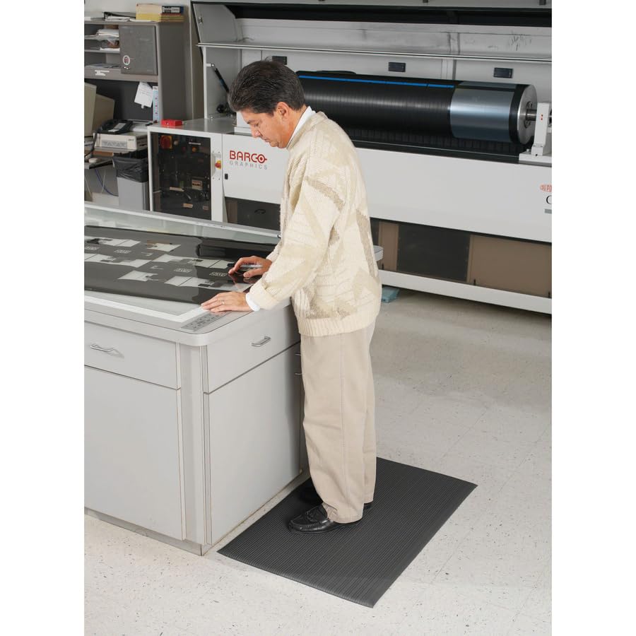 Guardian 24030502 Air Step Anti-Fatigue Floor Mat, Vinyl, 3'x5', Black, Reduces fatigue and discomfort, Can be easily cut to fit any space - size: 60"L x 36"W x 0.3"Th