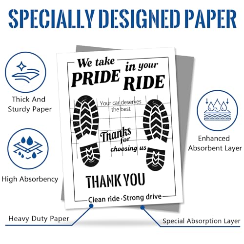 Cyrico Paper Floor Mats for Cars, 17 x 22 Inch Disposable Waterproof Kraft Paper Automotive Carpet Protectors, Temporary Vehicle Floor Covers for Dealership and Car Detailing Stuff, 70 Pcs White