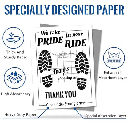 Cyrico Paper Floor Mats for Cars, 17 x 22 Inch Disposable Waterproof Kraft Paper Automotive Carpet Protectors, Temporary Vehicle Floor Covers for Dealership and Car Detailing Stuff, 70 Pcs White