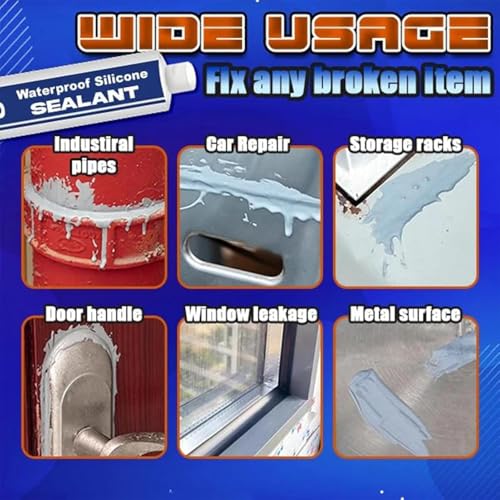 9900 Waterproof Silicone Instant Bond Flexible Sea Temperature Resistance UV-Resistant Adhesive for Roof RV Bathroom Concrete Construction Driveway Marine Window Industry Tile Floor - color: Gloss white