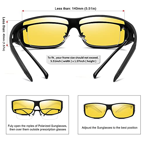 MEETSUN Fit Over Glasses Sunglasses for Men Women,Wrap Around Sunglasses Polarized UV400 Protection - color: (Z1)black Frame-night Vision Lens