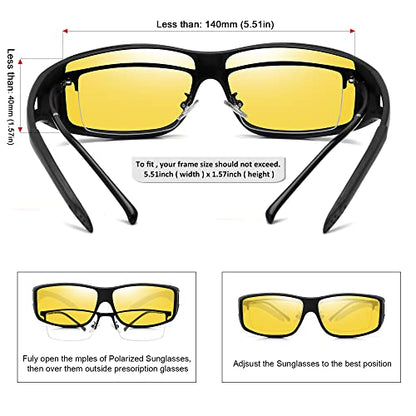 MEETSUN Fit Over Glasses Sunglasses for Men Women,Wrap Around Sunglasses Polarized UV400 Protection - color: (Z1)black Frame-night Vision Lens