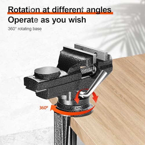 Professional Vise Table, 360° Rotation Work Clamp-On Vise, Versatile Use, Heavy Duty Construction for Woodworking, Metalworking, Handcraft (3.2 Inch) - size: 3.2 Inch