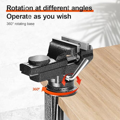 Professional Vise Table, 360° Rotation Work Clamp-On Vise, Versatile Use, Heavy Duty Construction for Woodworking, Metalworking, Handcraft (3.2 Inch) - size: 3.2 Inch