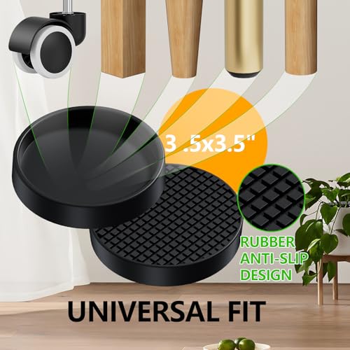 Non Slip Furniture Pads - 3.5" Anti Skid Caster Cups, 8PCS Round Furniture Coasters for Hardwood Floors,Anti Slide Furniture Cup Bed Couch Floor Protectors,Furniture Stoppers to Prevent Sliding(Black) - size: 3.5" 8pcs Black