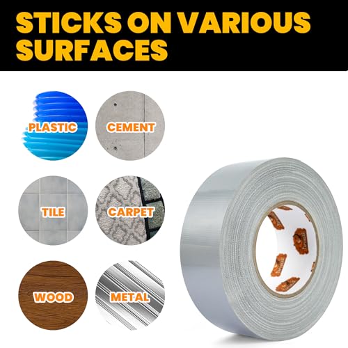 TAPEBEAR 16.5mil Thick Silver Duct Tape Heavy Duty 1.88" x 105FT, Strong Tough Utility Ducting Tape Waterproof, No Residue, Flexible, Hand Tear Binding Tape for Bundle, Patch, Protect & Repair - color: Silver