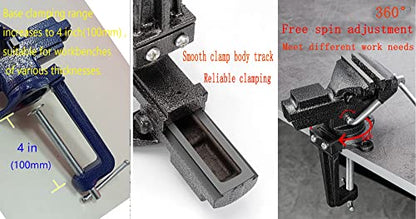 Dual-Purpose Combined Bench Vise or Table Vise, multifunctional jaw, Universal Rotate 360° Work Clamp-On Visewith Quick Adjustment, 3.3" Blue - style: 3.3" Blue