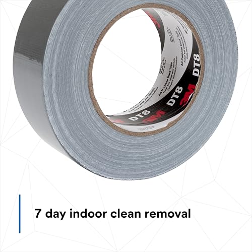 3M DT8 Industrial Strength Multi-Use Duct Tape, Silver, 1.88in x 60 yd x 8 mil Thickness – Professional Grade Adhesive, 1 Pack - color: Silver, size: 1 Roll