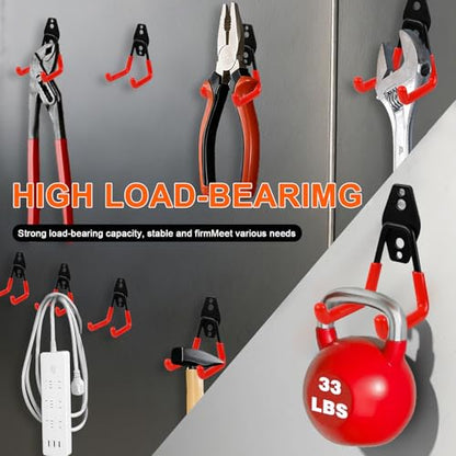 Heavy Duty Garage Storage Hooks, Utility Steel Garage Tool Organizer Wall Mount for Hanging Power and Garden Tools Ladders Hoses Bikes Ropes & Bulk Items