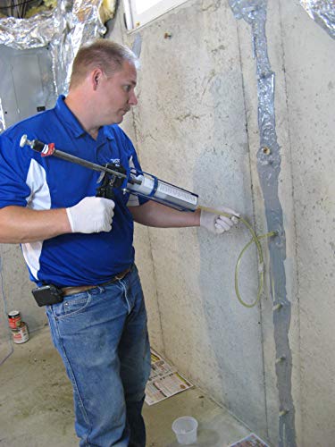 40ft Polyurethane Foundation Wall Crack Repair Kit, Concrete Crack Filler Basement Wall Injection System, Stops Water Leaks, Poxy Paste Surface Sealer, Basement Waterproofing & Foundation Leak Repair