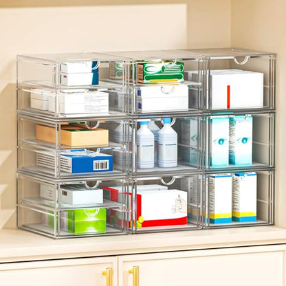 caktraie Desk Organizers And Accessories With 22 Drawers, 4 Pack Office Desktop Drawers, Plastic Makeup Organizer Containers Bins With Drawers Desk Organization, Bathroom Organizers Storage Case Box - size: 22 Drawers