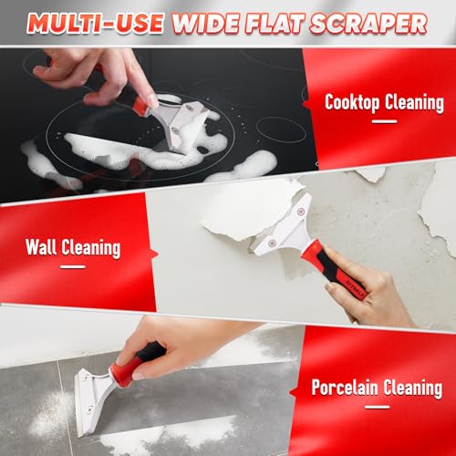 DIYSELF Caulking Tool, 4 in 1 Caulk Remover Tool for Bathroom, Bathtub, Grout, Shower, Tile, Window, Razor Scraper Tool for Cleaning, Silicone Caulk Removal Tool (Red) - color: Red