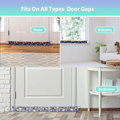 Weighted Door Draft Stopper, 2 Pack 36 Inch Under Door Blocker, Bottom of Door Window Air Noise Light Gap Filler, Saving Energy Cartoon Print Canvas Cotton 2.5Lb - size: 36 inch