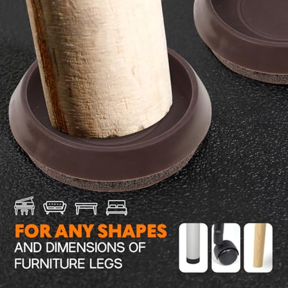 Angoily Non Slip Furniture Pads, 10pcs Round Rubber Caster Cups, Anti-Slip Furniture-Sliders Anti Skid Furniture Feet, Anti Slide Floor Protector Bed Couch Table Chair Hardwood Stoppers Light Brown - size: 5.50X5.50X1.40CM