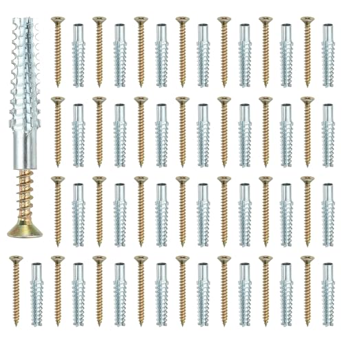 PATIKIL 30 Pcs Drywall Hollow Wall Anchors with Screws 0.24 x 2.36, Steel Dry Wall Anchors Kit for Wooden Concrete Plaster Hinge Hole Repair, Silver (8 x 60mm) - size: 8 x 60mm