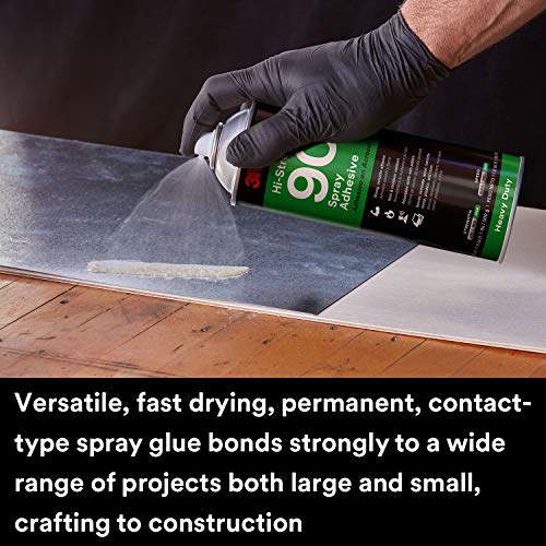 3M Hi-Strength 90 Spray Adhesive, Permanent, Bonds Laminate, Wood, Concrete, Metal, Plastic, Clear Glue, Net Wt 12.23 oz (Pack of 2) - size: 16 fl oz (Net Wt 12.23 oz) (Pack of 2), style: Hi-Strength 90