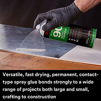 3M Hi-Strength 90 Spray Adhesive, Permanent, Bonds Laminate, Wood, Concrete, Metal, Plastic, Clear Glue, Net Wt 12.23 oz (Pack of 2) - size: 16 fl oz (Net Wt 12.23 oz) (Pack of 2), style: Hi-Strength 90