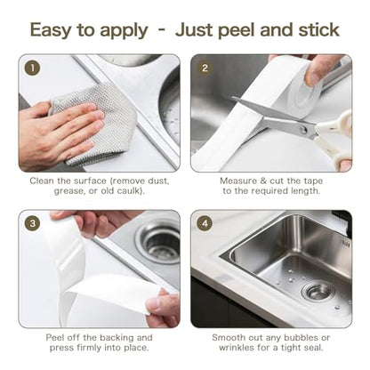 10.5 FT Toilet Sealing Strip Floor Sealant Tape (38 MM /1.5 IN-10.5FT),Caulking Decorative Tape White PVC Waterproof Stain Proof Self Adhesive Kitchen Toilet Bathtub Corner Protector - size: 38 MM /1.5 IN-10.5FT