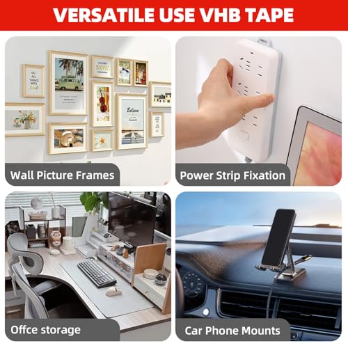 3M Double Sided Tape Heavy Duty2in X 9.85ft, Removable Mounting Tape for Wall, White Sticky Foam Tape, Picture Hanging Strips & Poster Hanger, Waterproof Adhesive Strips, Carpet Tape & Rug Gripper - size: 2in X 9.85ft
