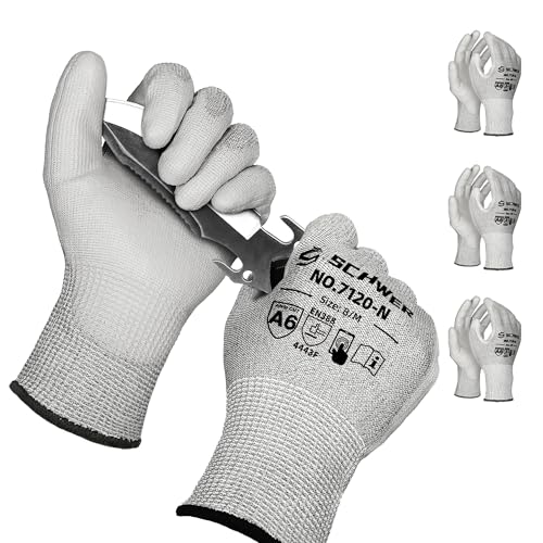 Schwer 3 Pairs Cut Resistant Gloves ANSI A6/A7 (Send Randomly) Cut Proof Work Gloves, Touchscreen, for Men and Women Used to Woodworking, Glass Cutting, Construction, Car Repair, M - size: Medium, style: 3 Pairs