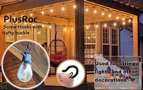 PlusRoc 20 Pack Outdoor Screw Hooks for Hanging Plants String Lights Heavy Duty, 2.2 Inch Eye Hook Screw in Cup Hooks Q-Hanger for Patio Lights, Ceiling Wall Wood Fence Deck Mount(Black) - color: Black