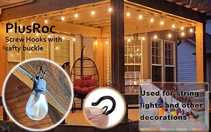 PlusRoc 20 Pack Outdoor Screw Hooks for Hanging Plants String Lights Heavy Duty, 2.2 Inch Eye Hook Screw in Cup Hooks Q-Hanger for Patio Lights, Ceiling Wall Wood Fence Deck Mount(Black) - color: Black