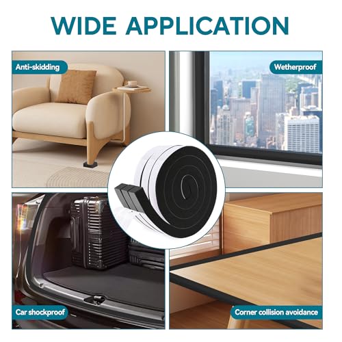 3 Rolls Air Conditioner Window Seal,High-Density Window Foam,1" W x 1" T, Strong Adhesion Foam Tape for Doors, Windows & AC Units, Soundproof & Energy Saving, Black (Total 19.5 FT) - color: Black-19.5FT