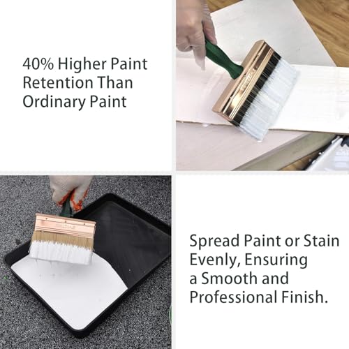 Deck Stain Brush, 9 Inch Deck Paint Brush with Threaded Handle for Extension Pole, Wide Large Brushes for Staining Wood, Fence, Walls, Lime Wash Paint Brush - color: 9 Inch