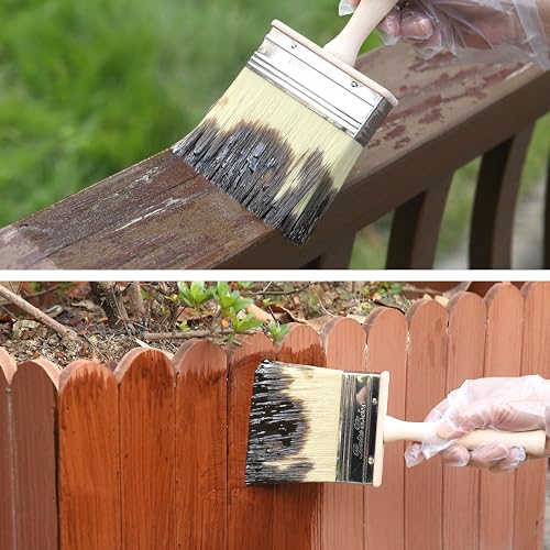 Bates- Deck Stain Brush Set, 4”, 5” and 6”, Stain Brushes for Wood, Deck Stain Applicator, Deck Brush, Wide Paint Brush, Large Paint Brushes, Wood Stain Brush, Masonry Brush, Wood Stain Applicator
