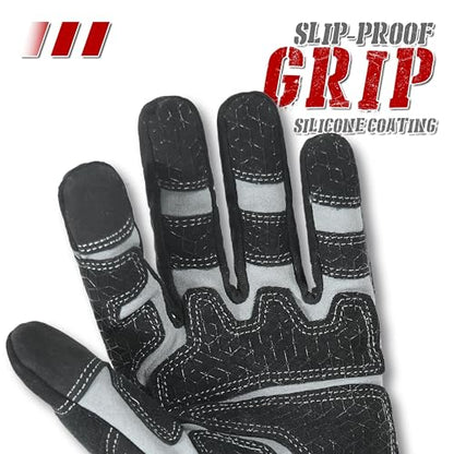 HANDLANDY Mens Work Gloves Touch screen, Utility Mechanic Gloves, Flexible Breathable Fit- Padded Knuckles & Palm - color: Black White, size: Small